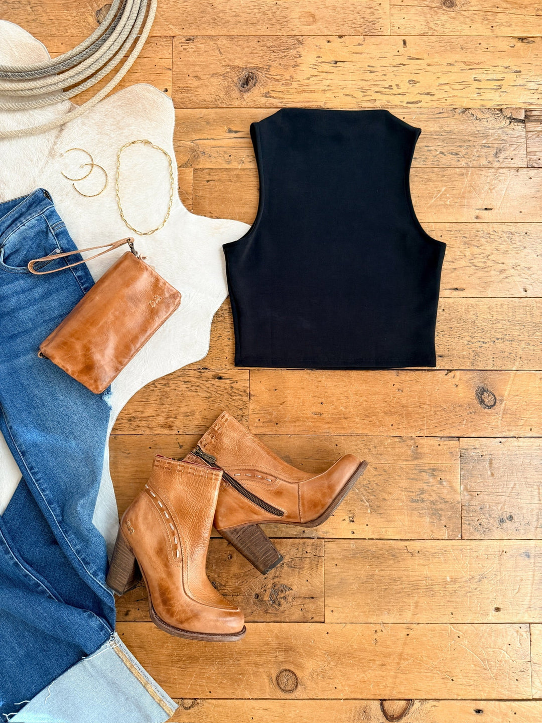 Herrin Black Modal Cropped Sleeveless Top