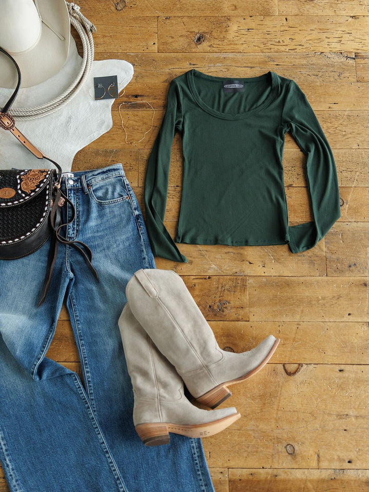 Highland Emerald Micro Ribbed Top