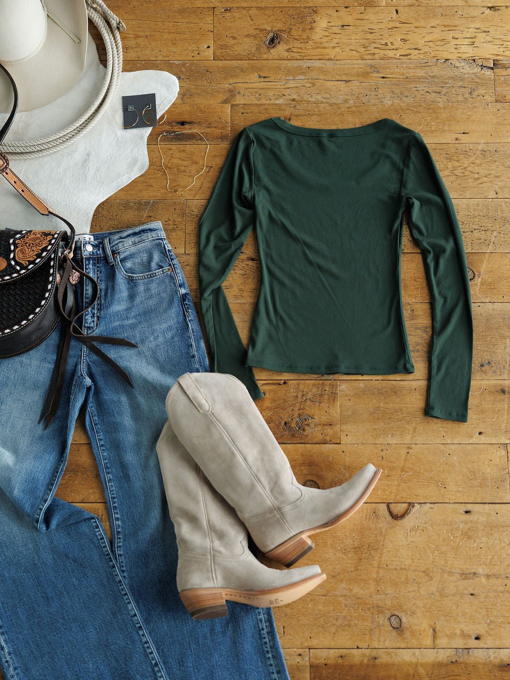 Highland Emerald Micro Ribbed Top