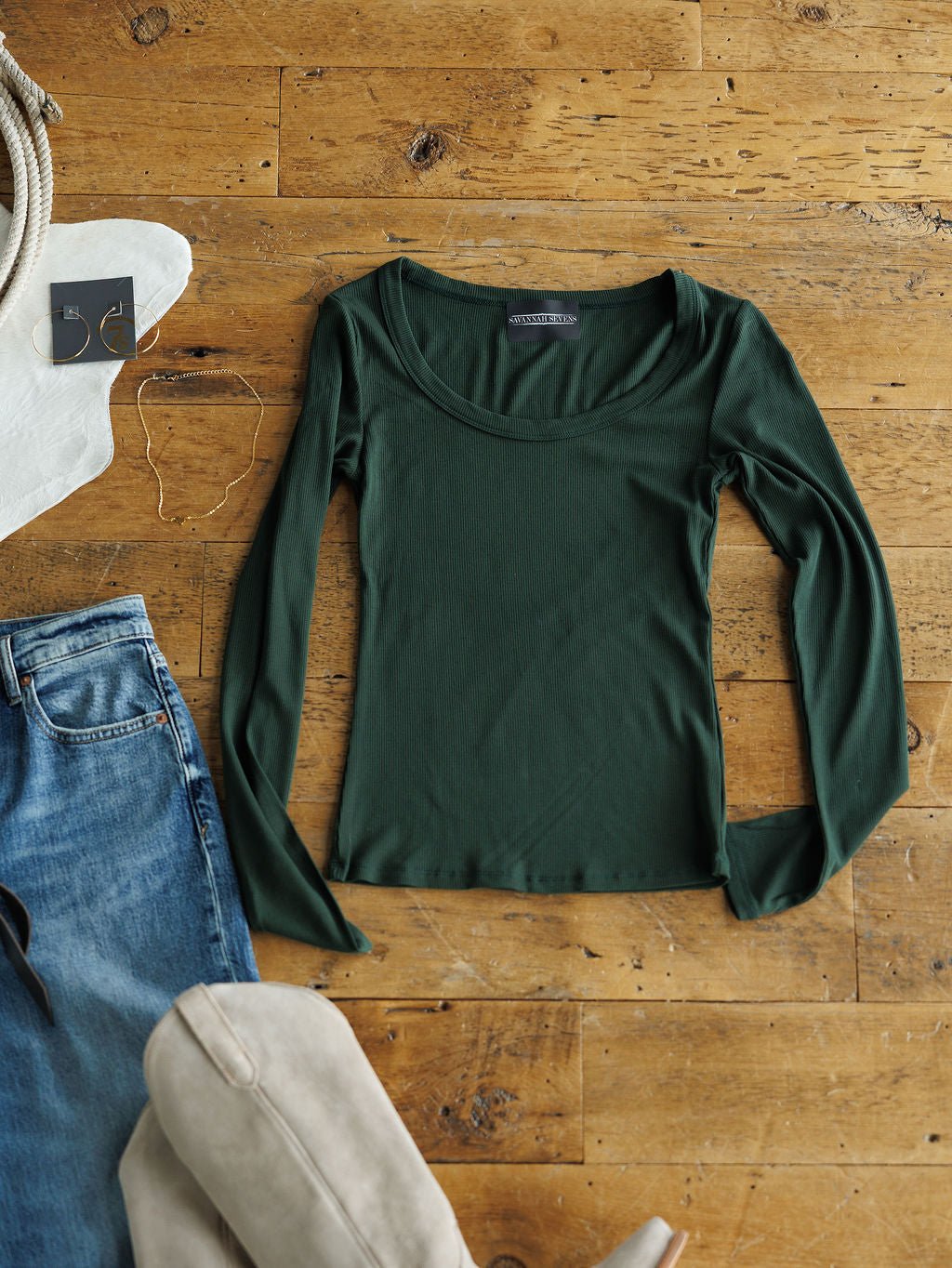 Highland Emerald Micro Ribbed Top