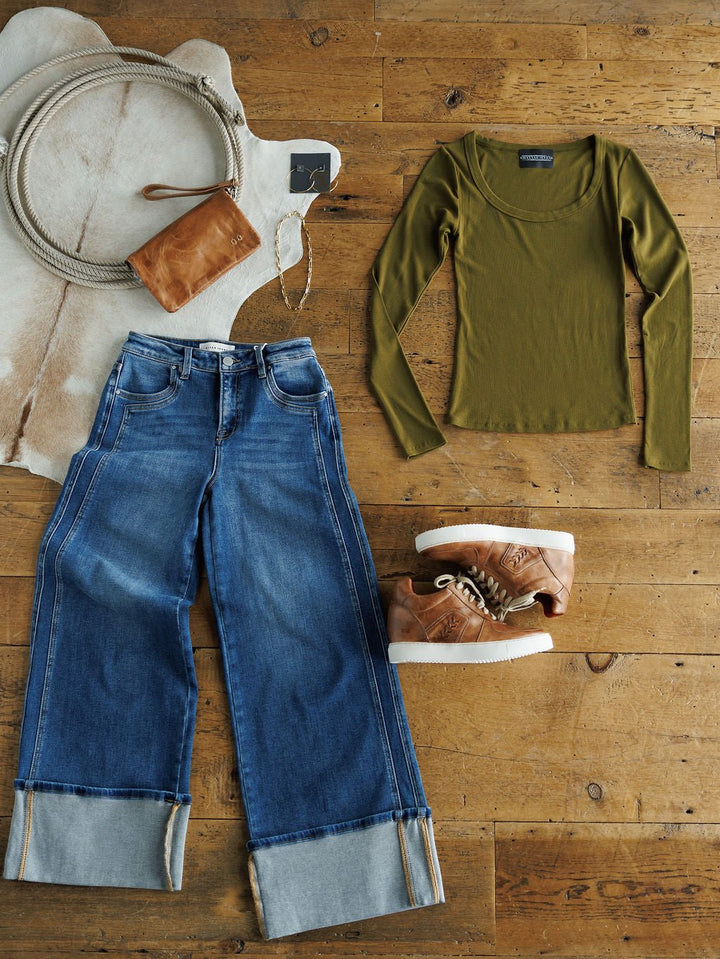 Highland Olive Micro Ribbed Top