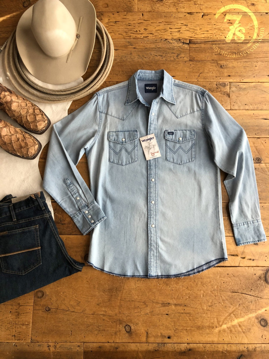 Hoyte Wrangler Men's Denim Pearl Snap