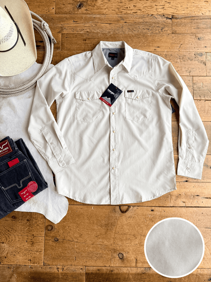 Jefferson Wrangler Men's Oatmeal Pearl Snap