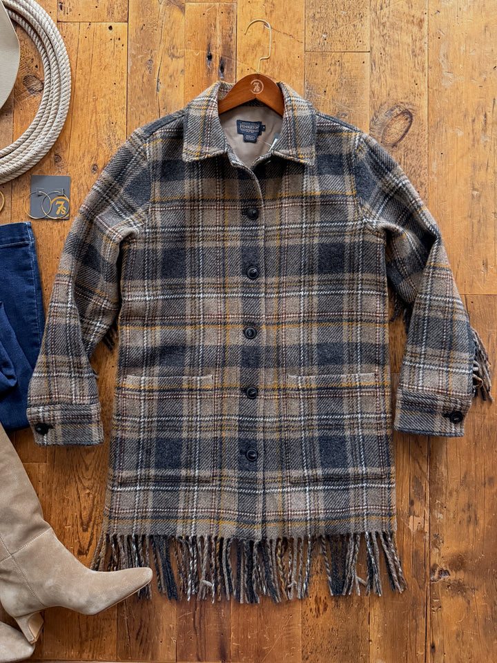 Jolene Plaid Fringe Wool Jacket