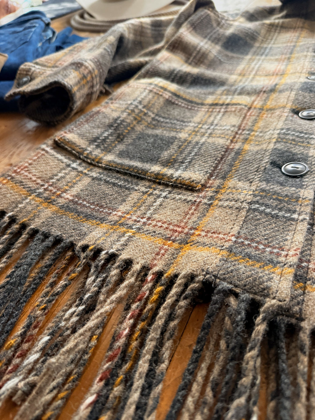 Jolene Plaid Fringe Wool Jacket
