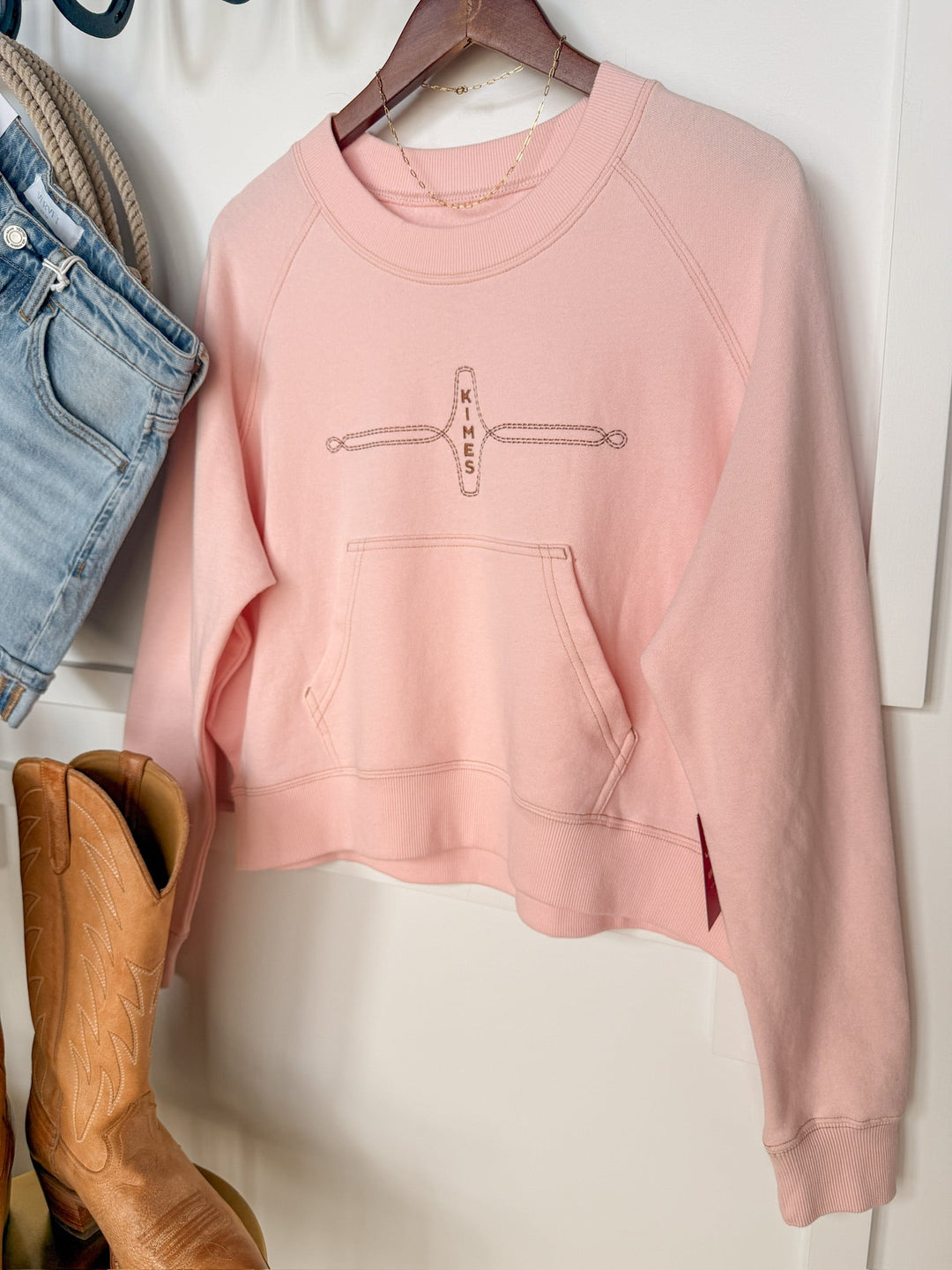 Keizer Pink Boot Stitch Crewneck