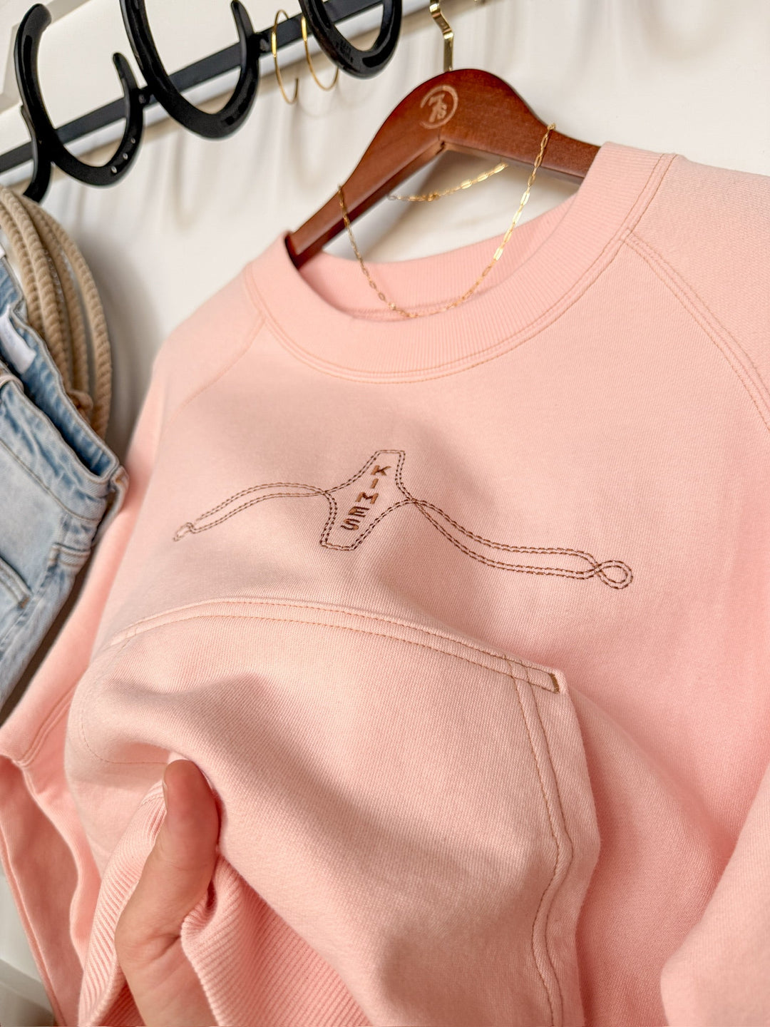 Keizer Pink Boot Stitch Crewneck