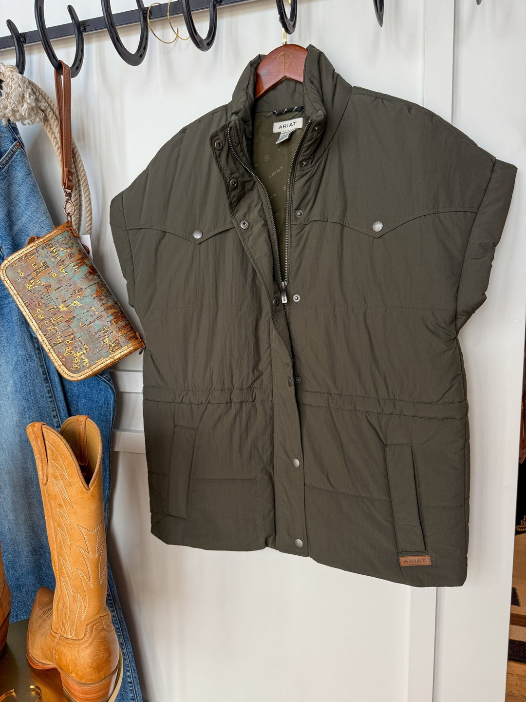 Kennedale Ariat Olive Puffer Vest