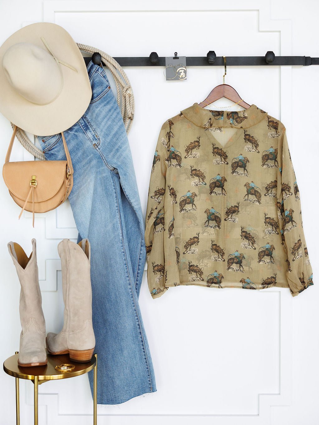 Kenova Western Print Chiffon Top