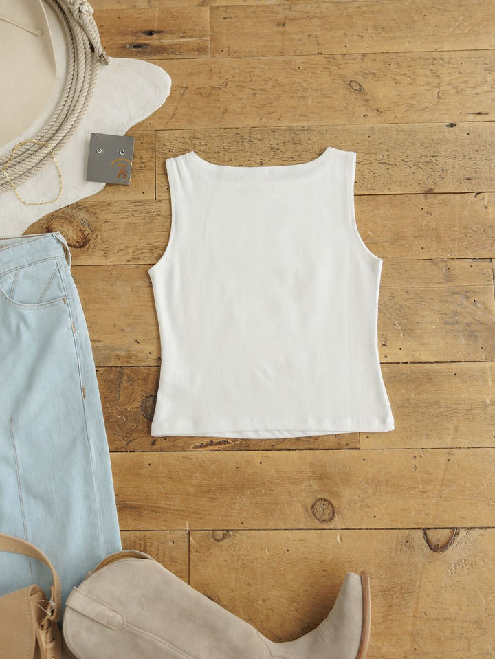 Kimball White Soft Stretch Sleeveless Top