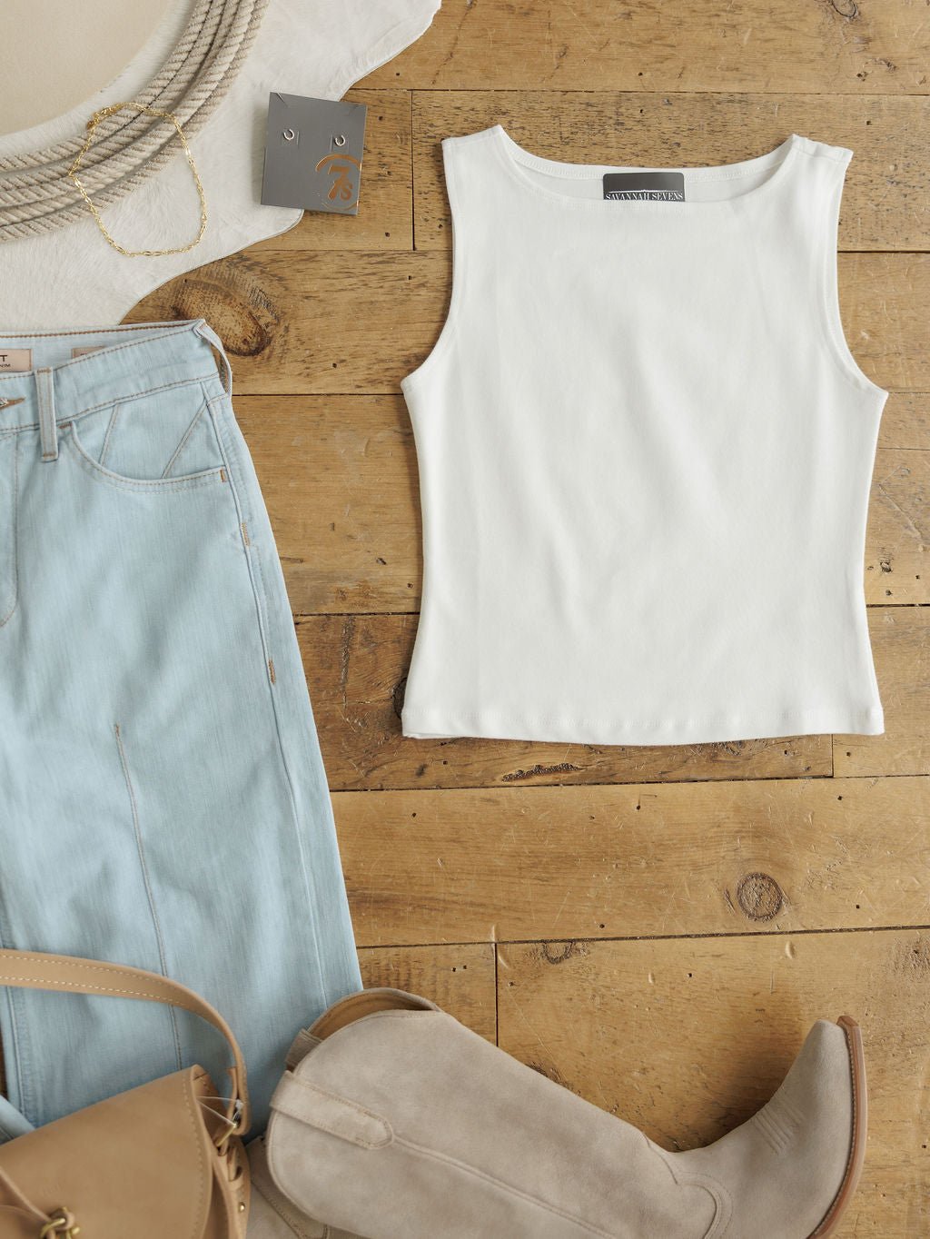 Kimball White Soft Stretch Sleeveless Top