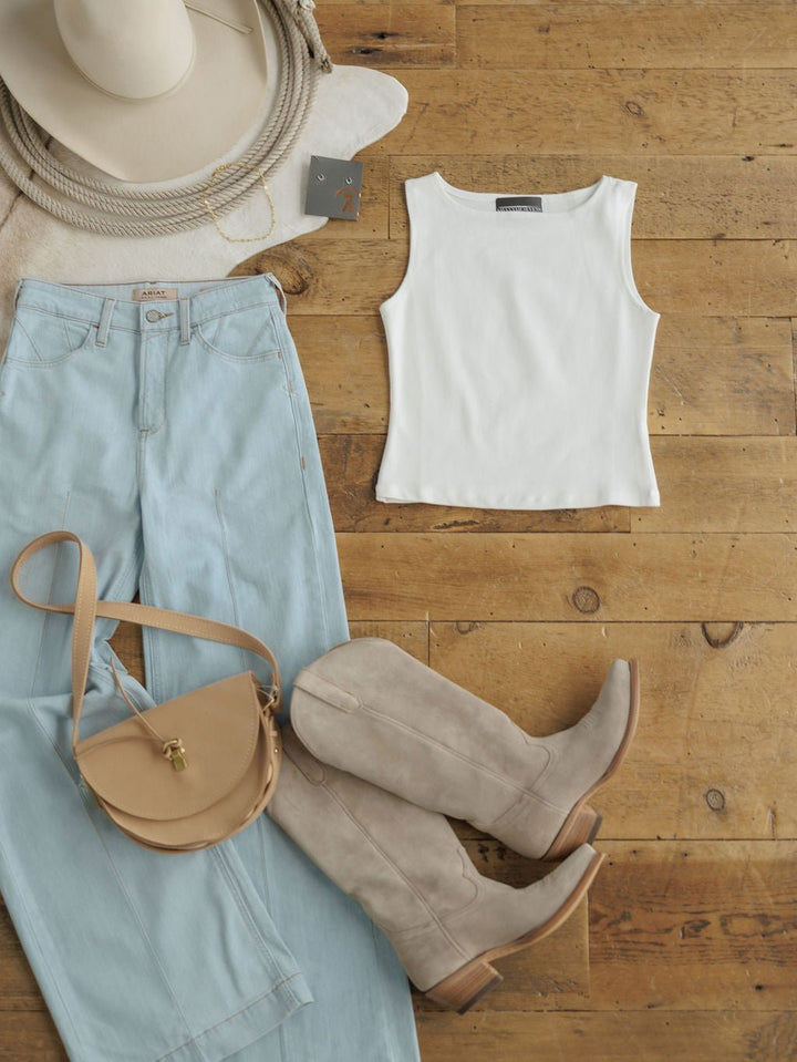 Kimball White Soft Stretch Sleeveless Top
