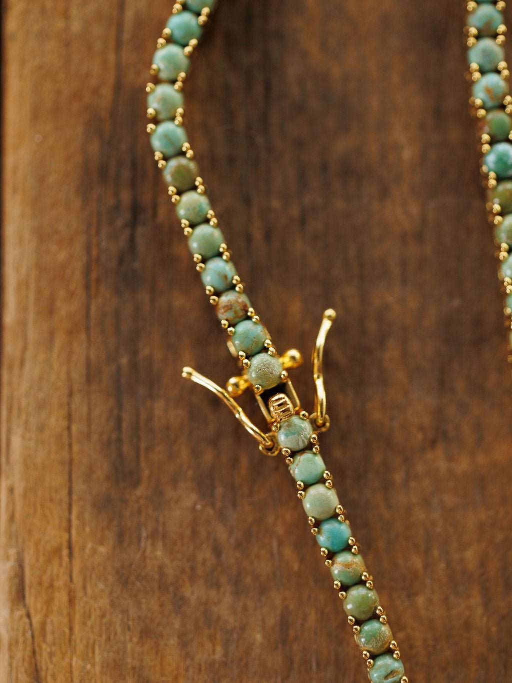 Kingman Turquoise Gold Tennis Necklace