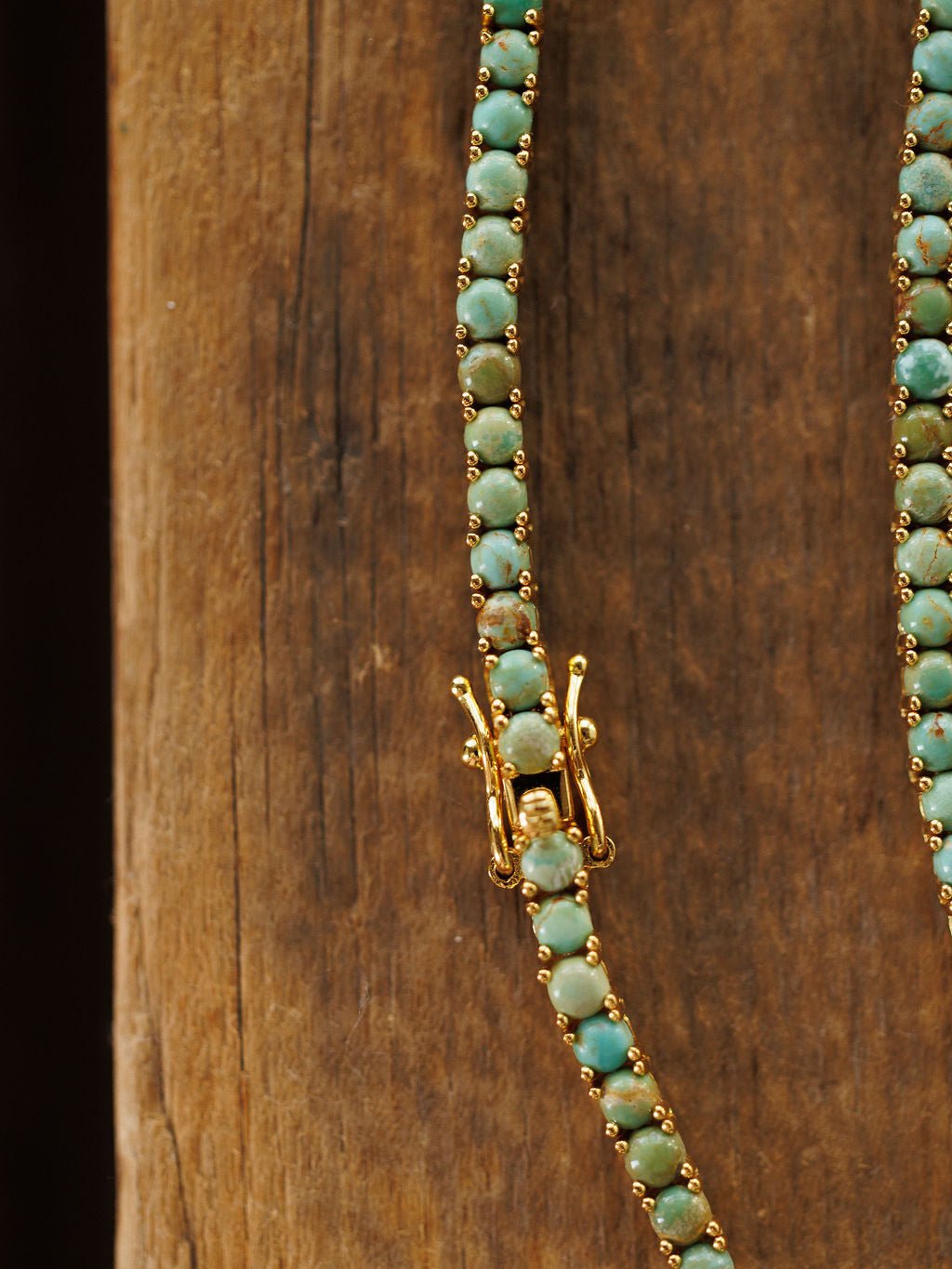 Kingman Turquoise Gold Tennis Necklace