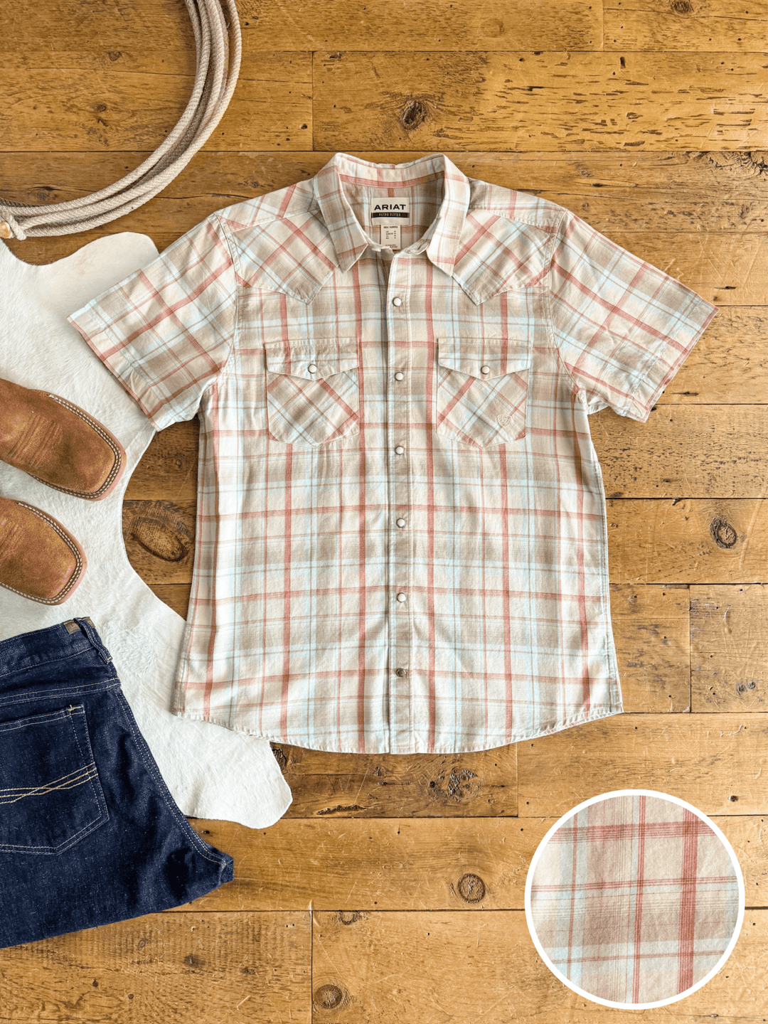 Kirkwood Ariat Men's Natural Plaid Pearl Snap