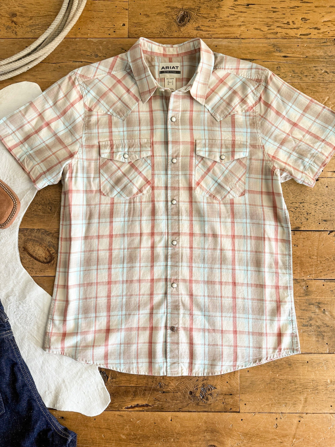 Kirkwood Ariat Men's Natural Plaid Pearl Snap