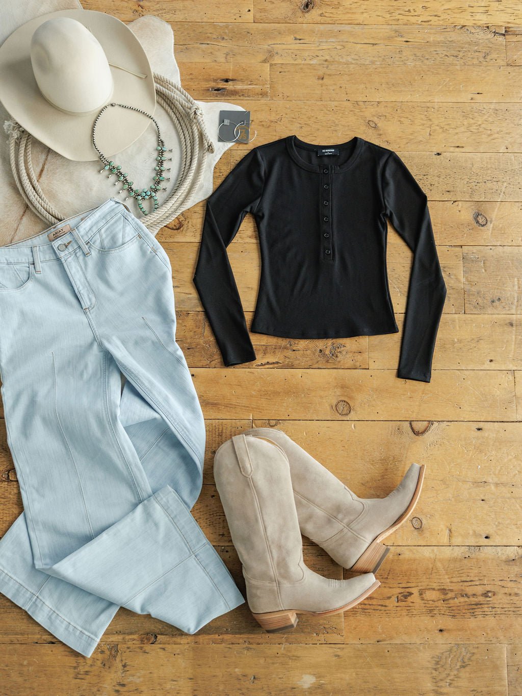 Kosse Black Ribbed Henley Top