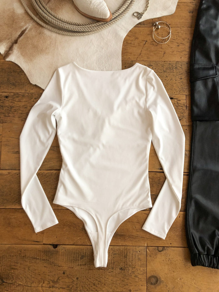 Lacona White Long Sleeve Bodysuit