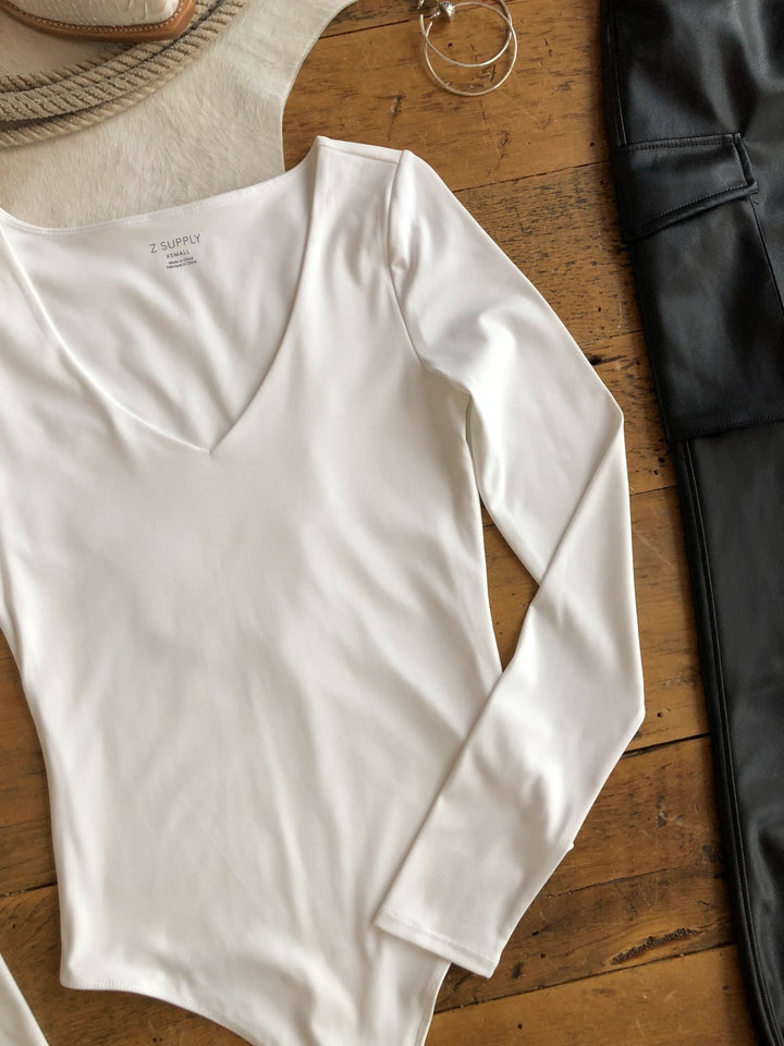 Lacona White Long Sleeve Bodysuit
