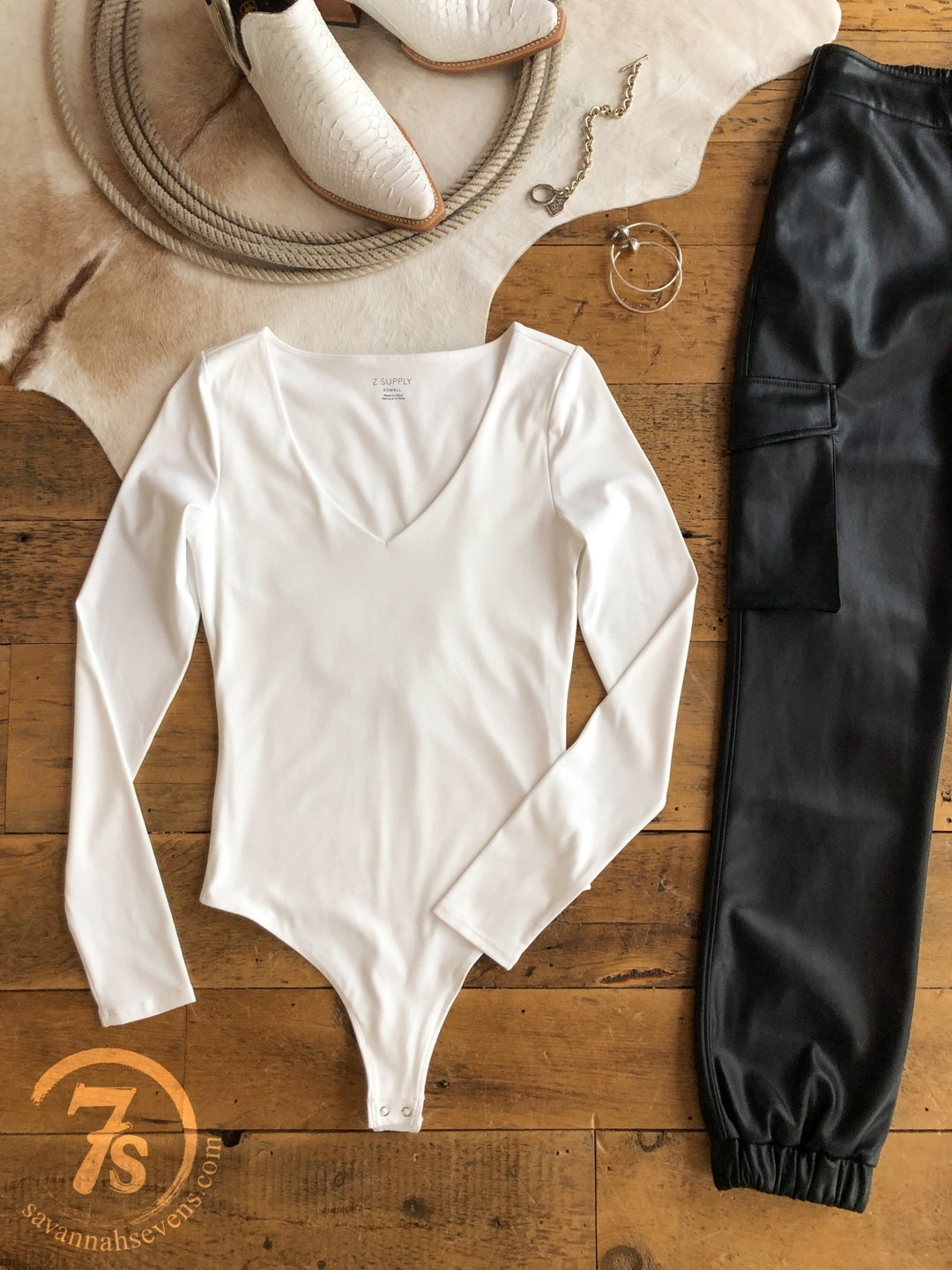 Lacona White Long Sleeve Bodysuit