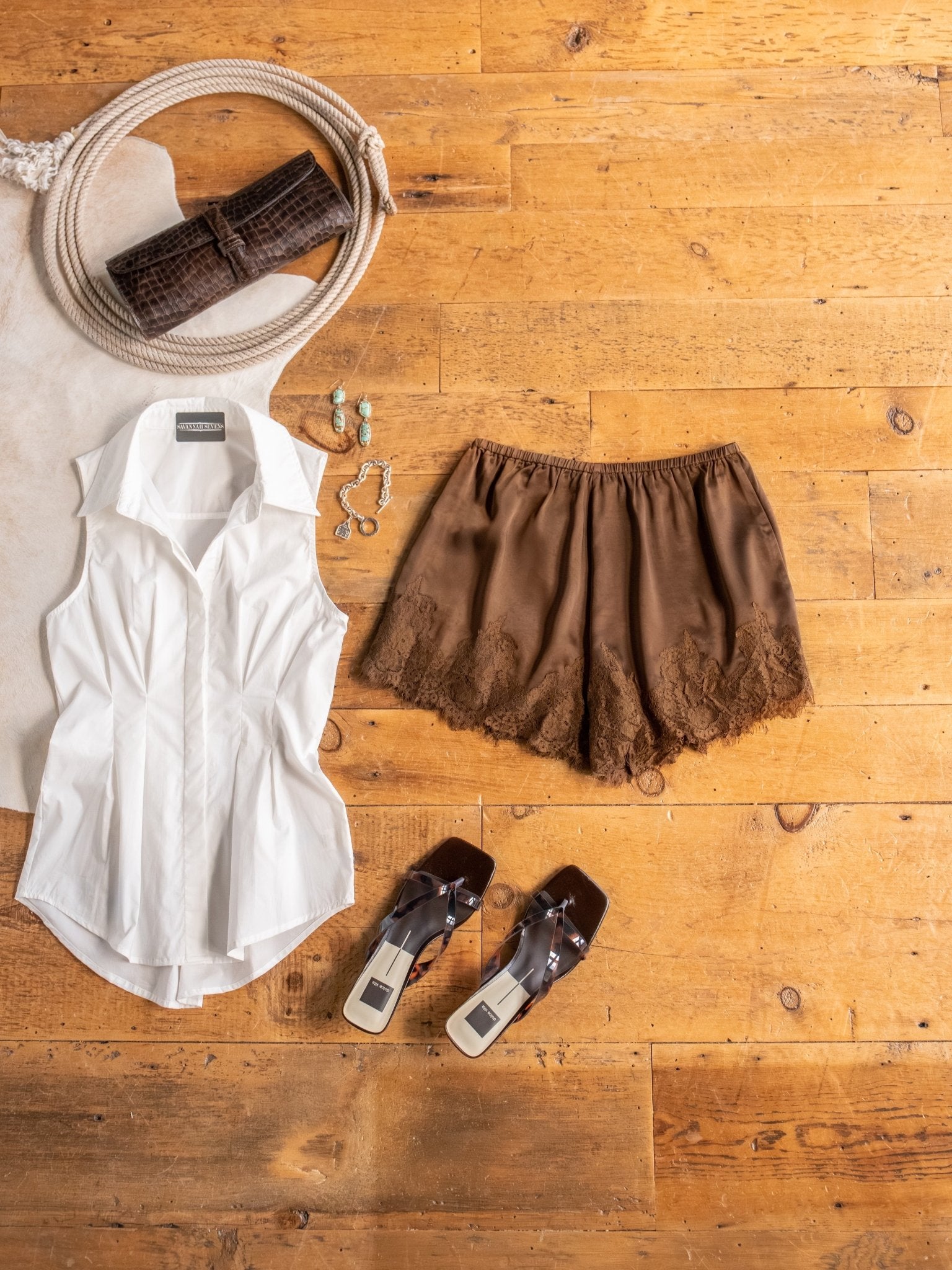 Laconia Chocolate Satin Lace Trim Shorts – Savannah Sevens western