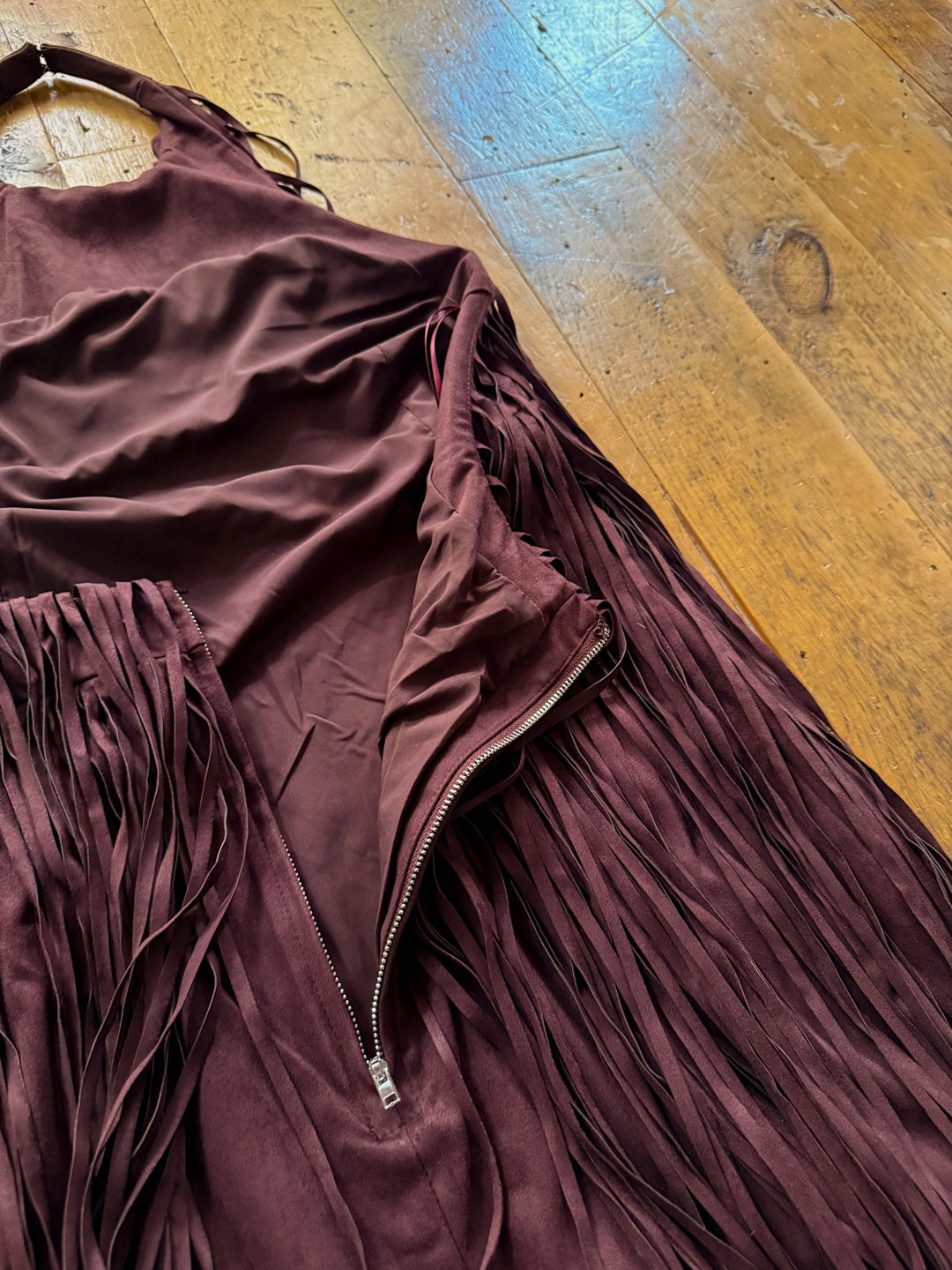 Lahoma Black Cherry Fringe Dress