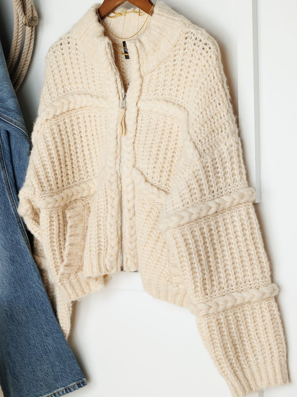 Lanexa Cream Sweater Jacket