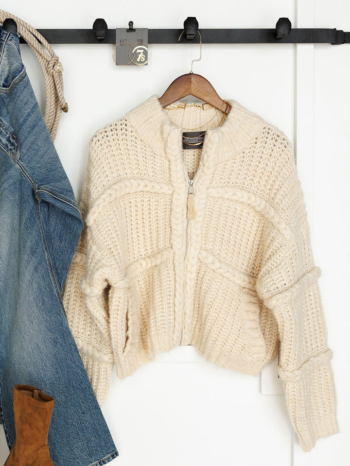 Lanexa Cream Sweater Jacket
