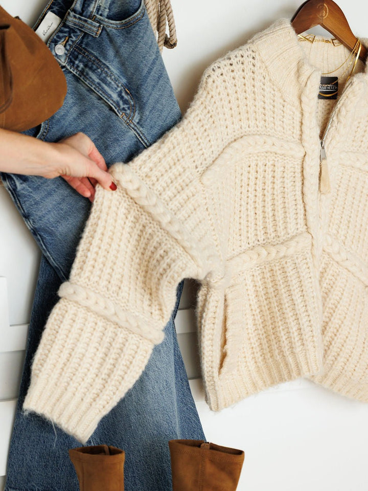 Lanexa Cream Sweater Jacket