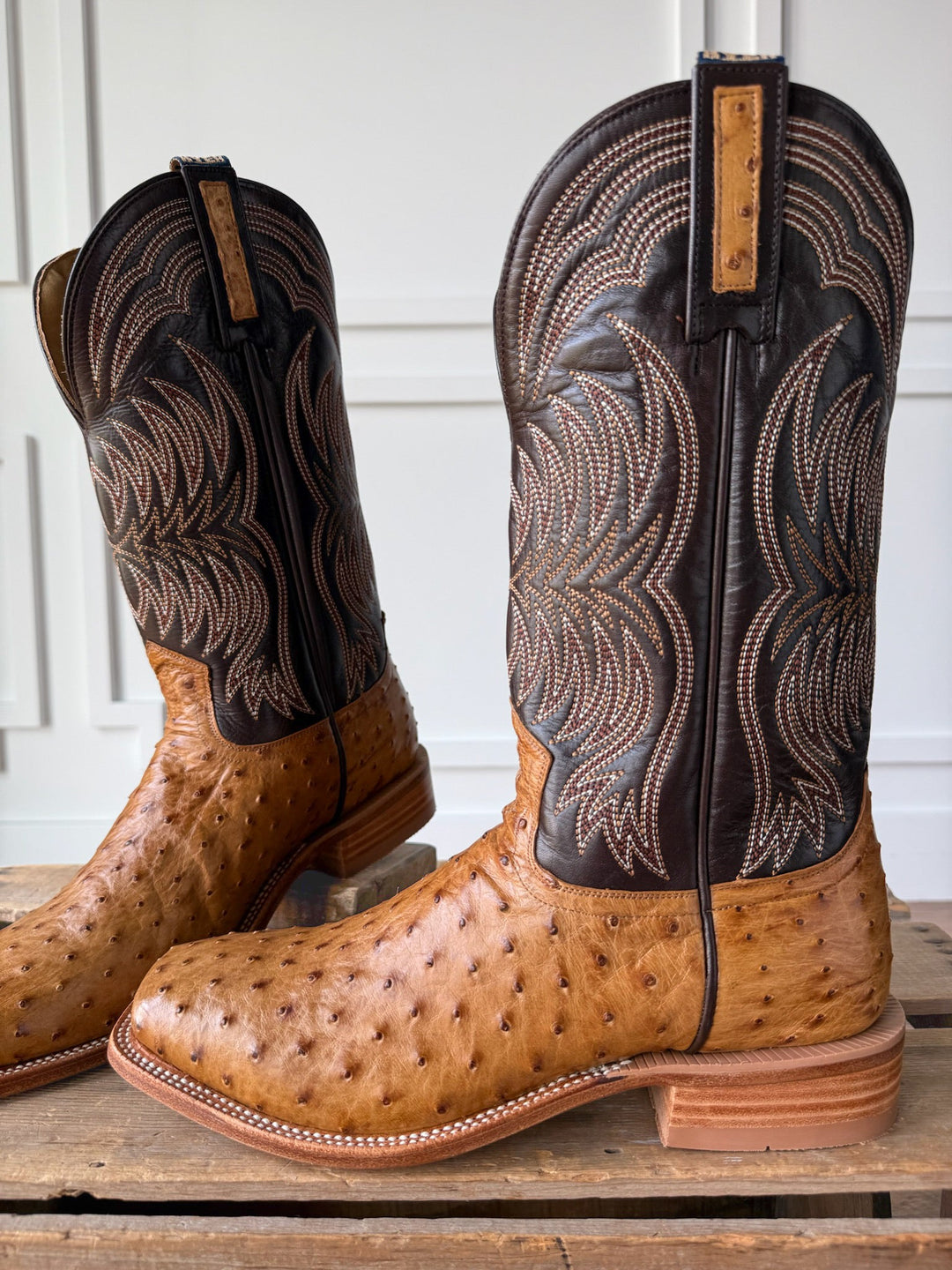 Langdon Ostrich Tan Men's Western Leather Boot