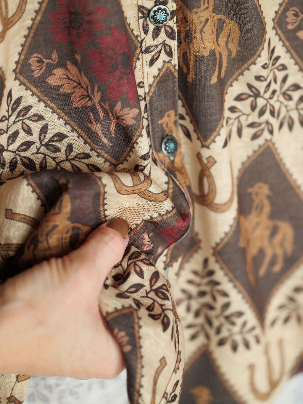Latexo Western Floral Button Up Top