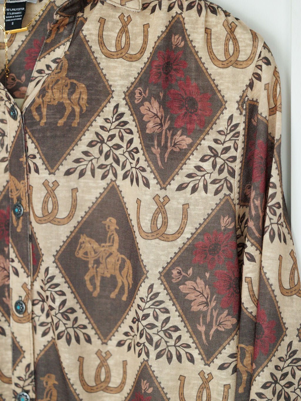 Latexo Western Floral Button Up Top