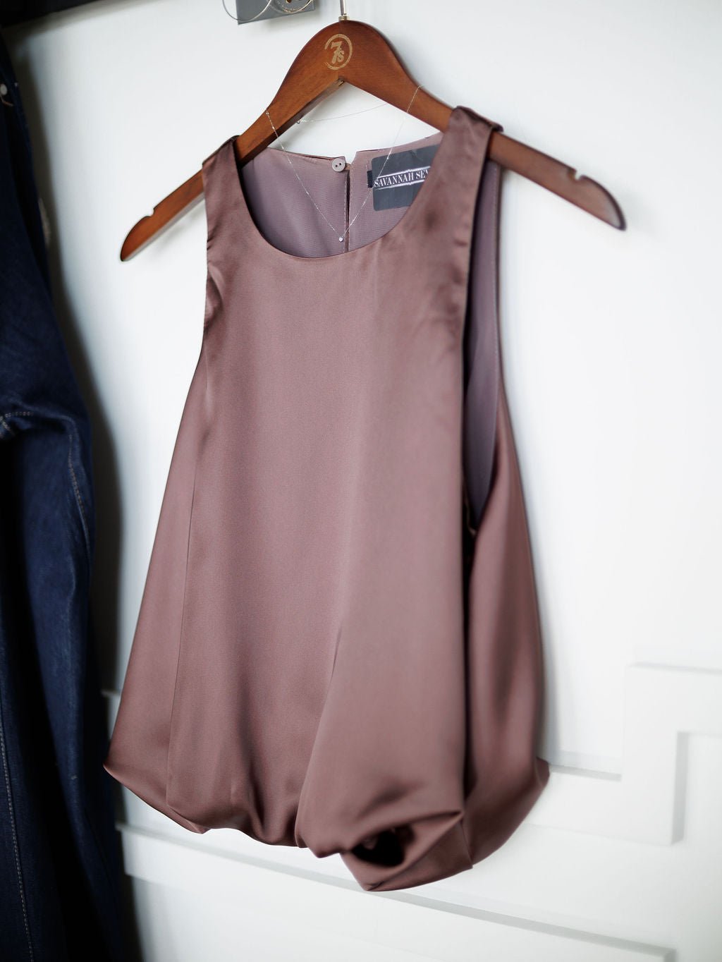 Lavina Mauve Satin Bubble Hem Top