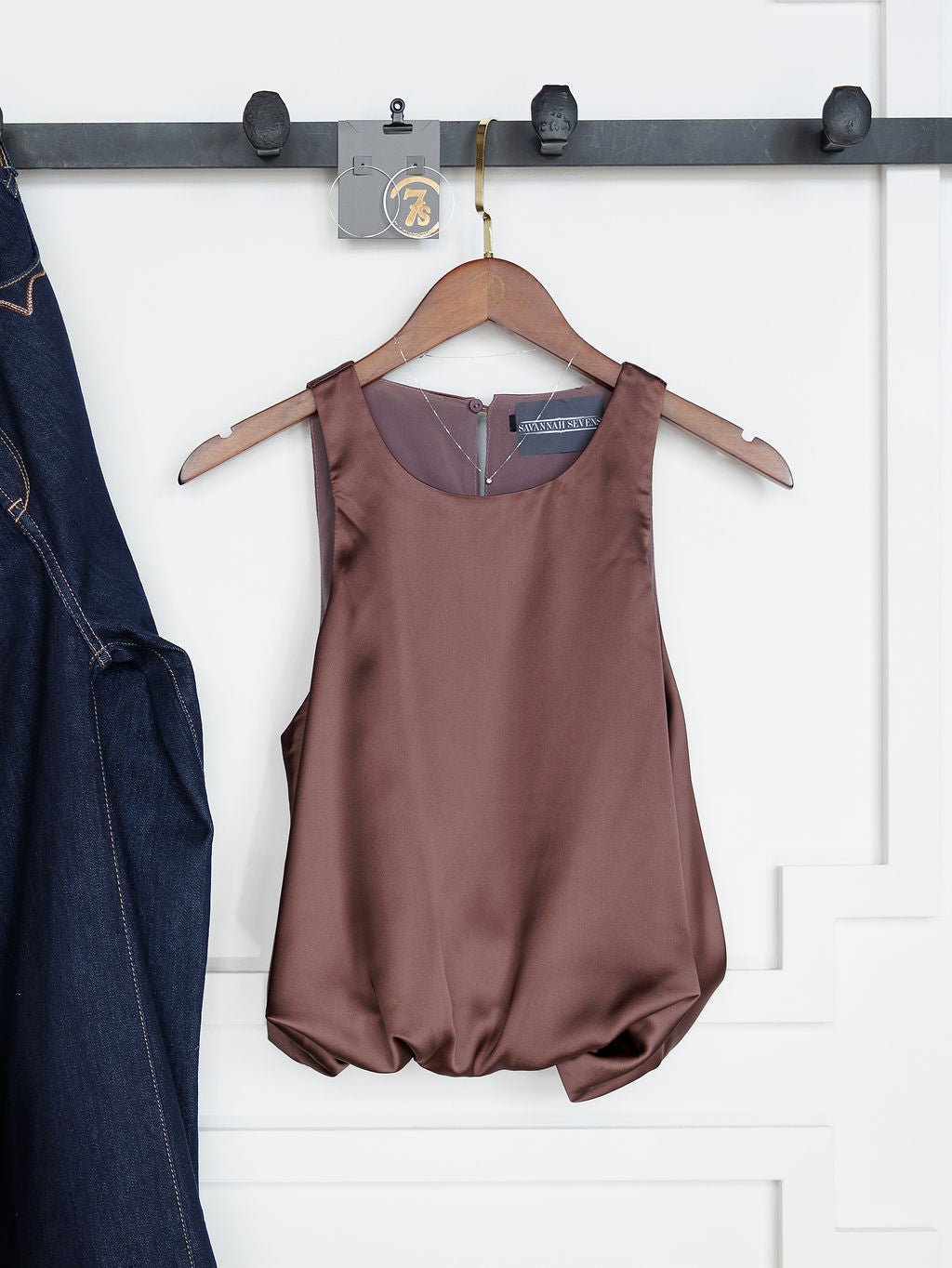 Lavina Mauve Satin Bubble Hem Top