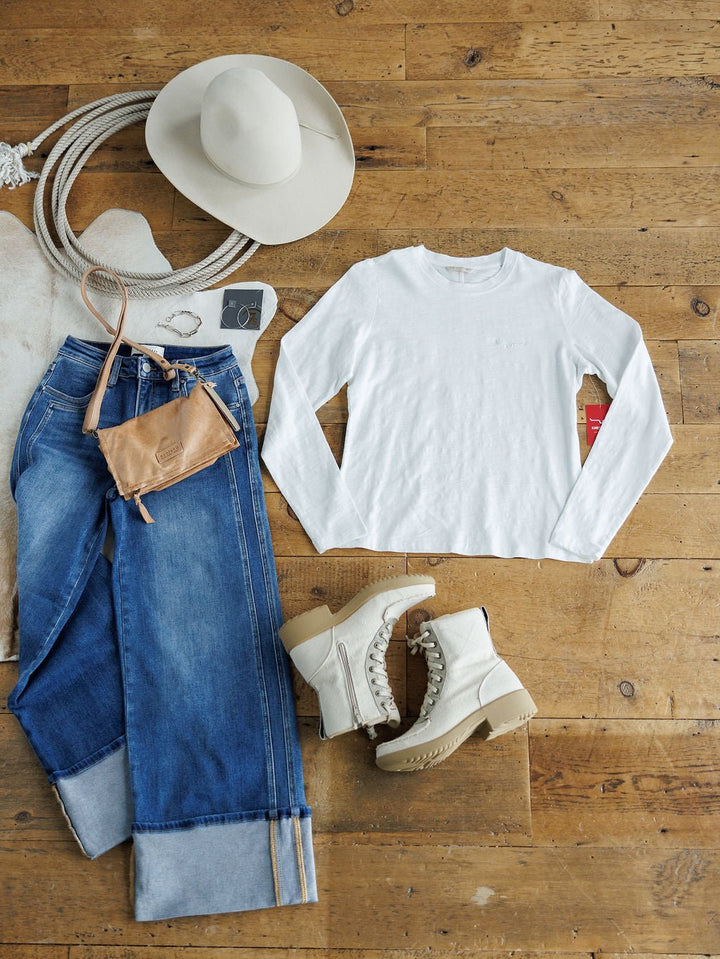 Leeds Kimes White Slub Top