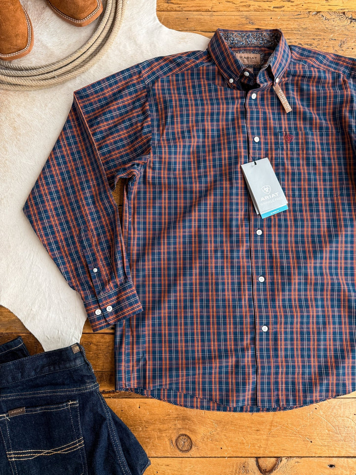 Lewisville Ariat Men's Navy Plaid Button Up