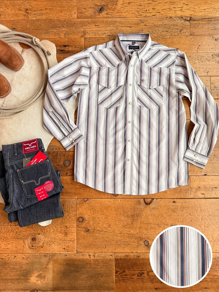 Lincoln Ariat Men's Striped Pearl Snap
