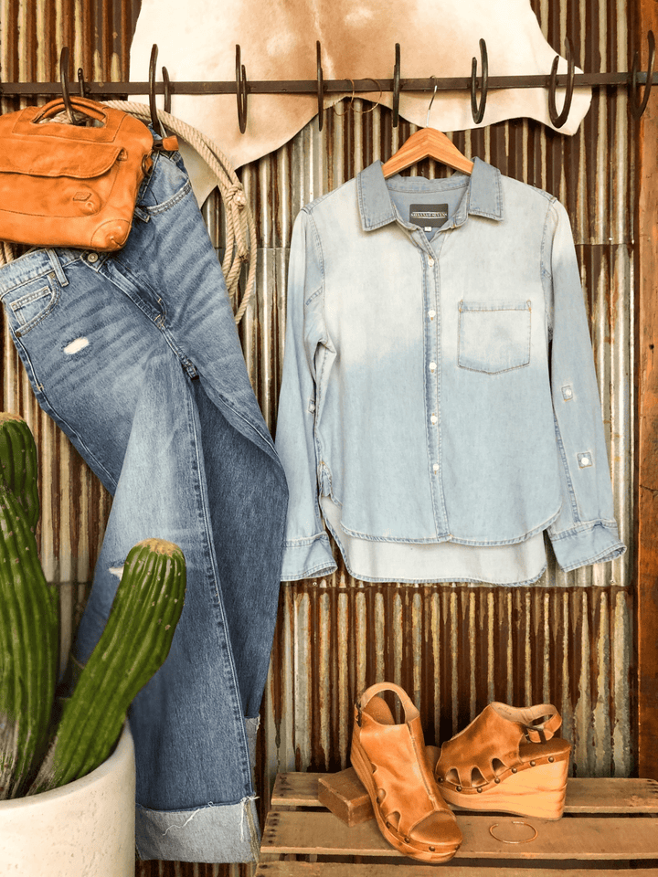 Lowell Denim Button Up Top