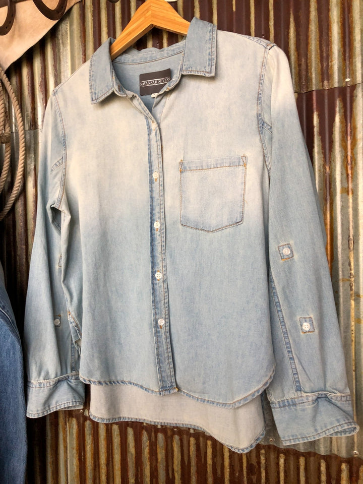 Lowell Denim Button Up Top