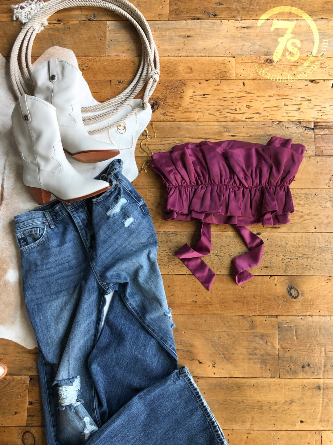 Mancelona Plum Ruffle Strapless Top