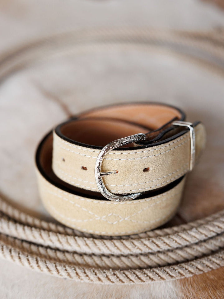 Marietta White Stitch Leather Belt