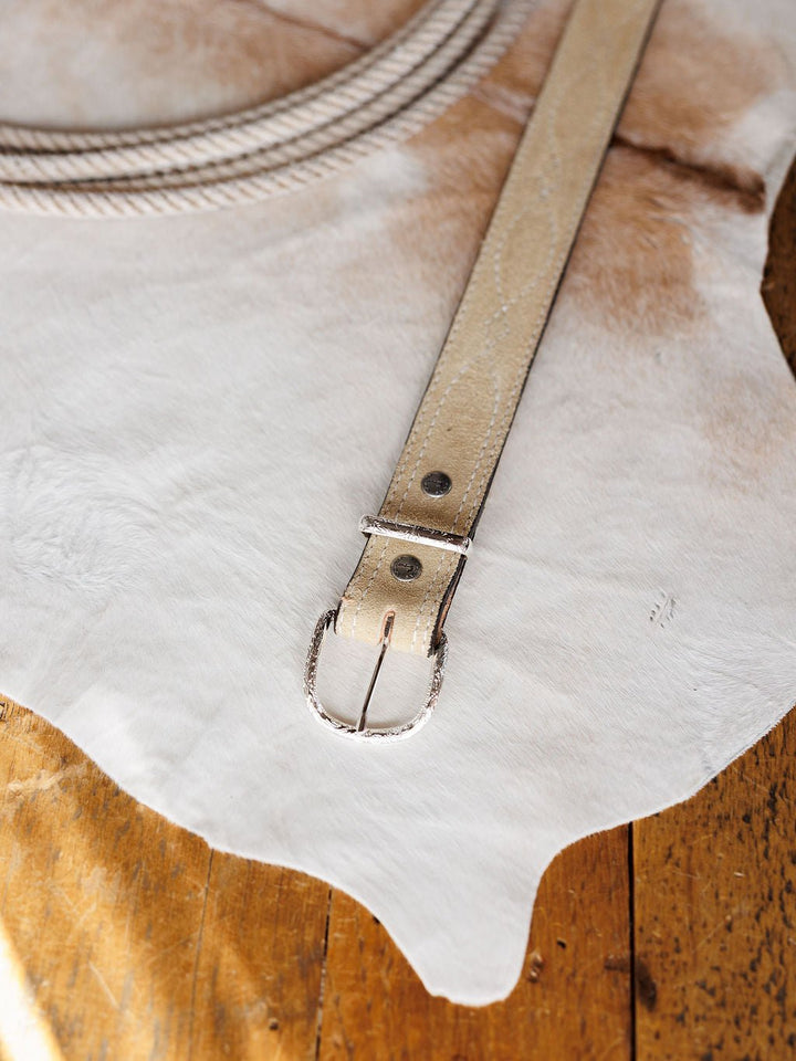 Marietta White Stitch Leather Belt