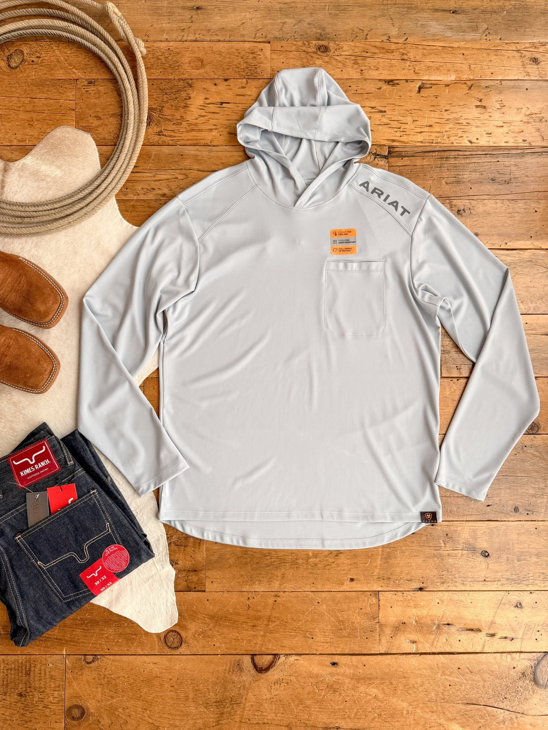 McPherson Ariat Men's Grey Hooded Top