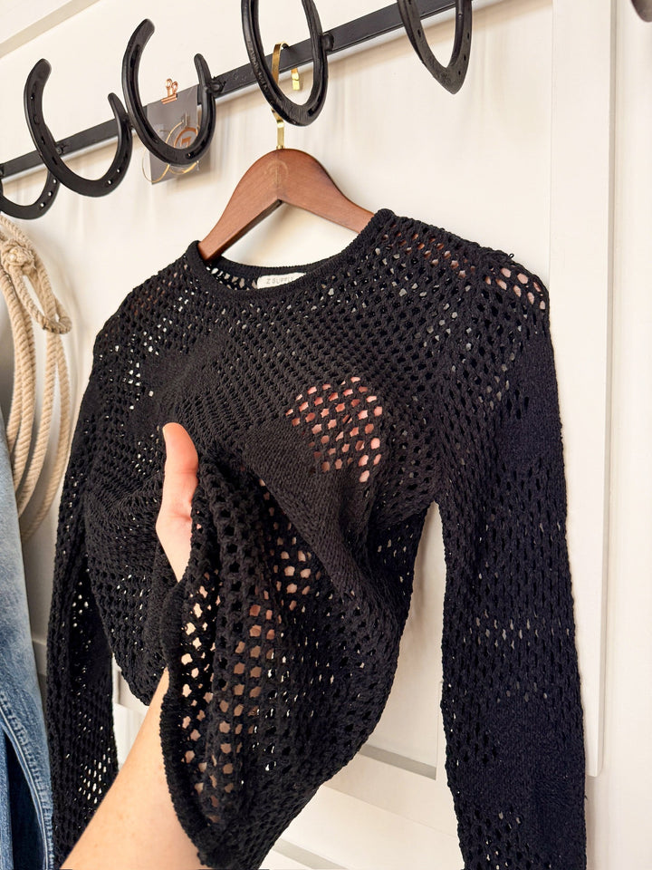 Medora Black Crochet Top