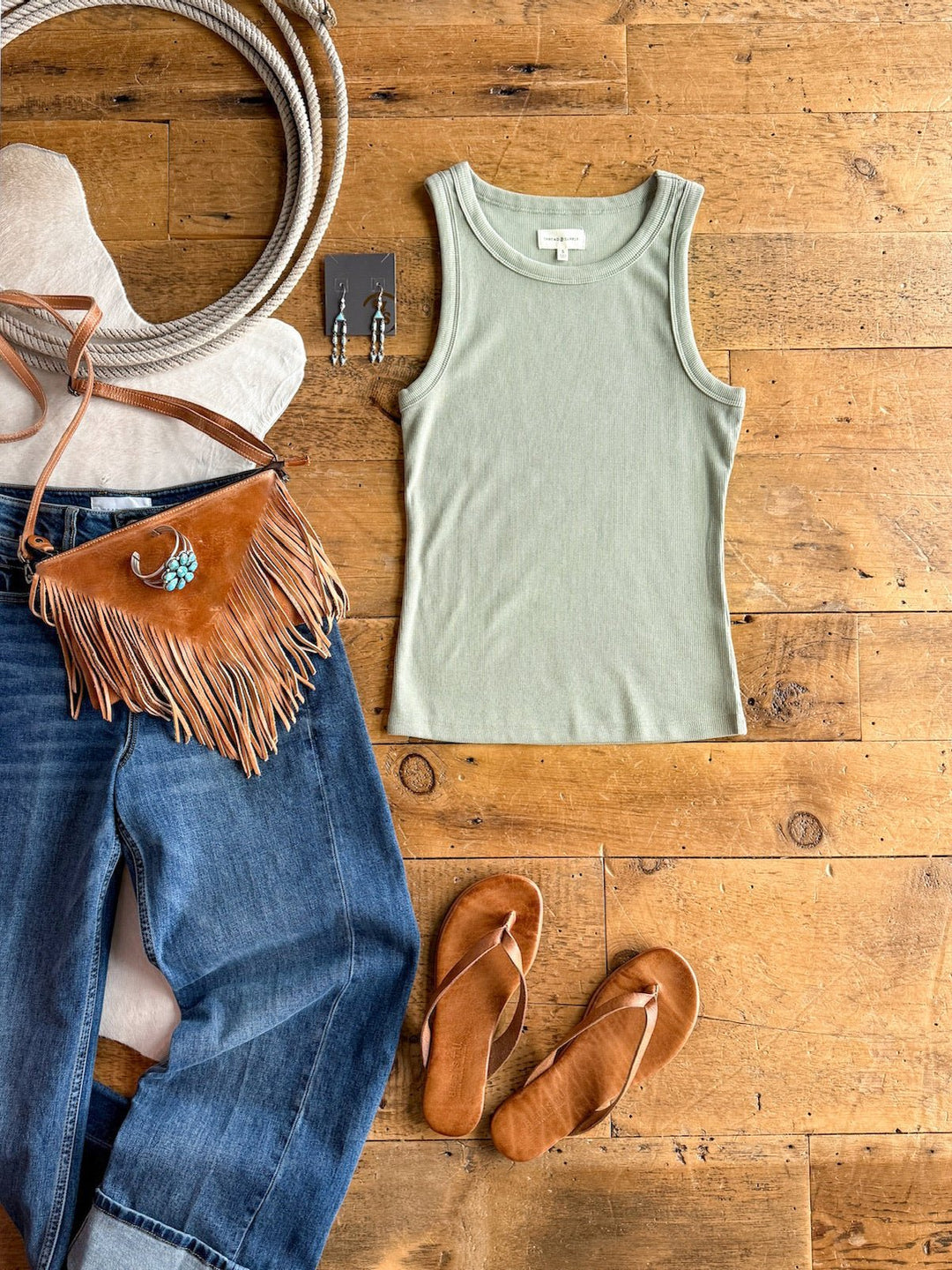 Merrill Sage Ribbed Basic Tank