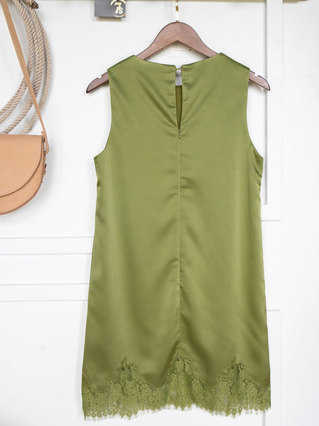Mesena Light Olive Satin Dress Small