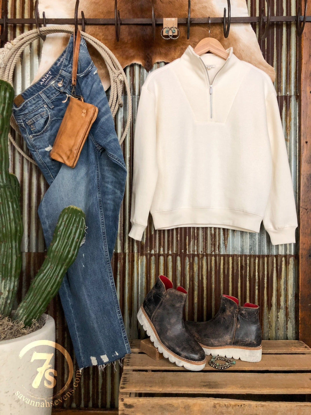 Midland Ivory Fleece Quarter Zip