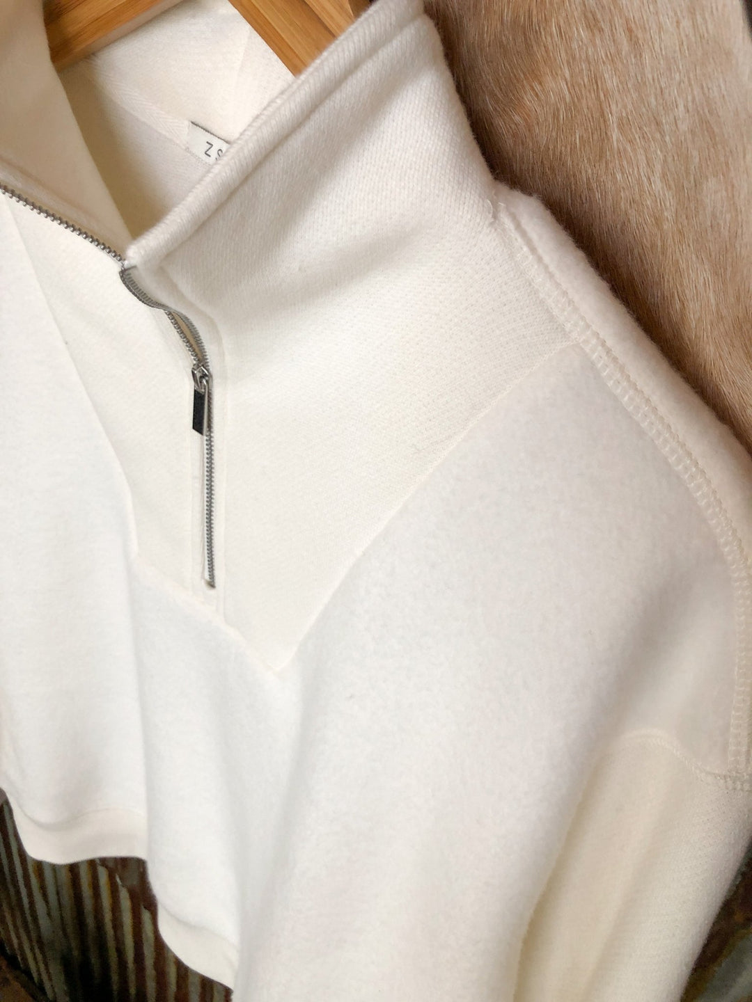 Midland Ivory Fleece Quarter Zip