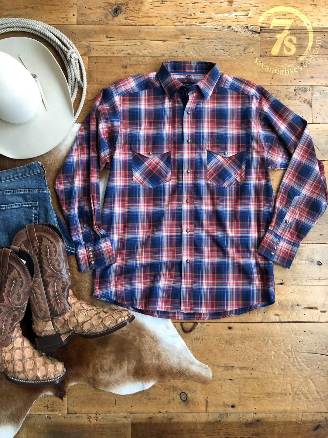 Milford Ariat Men's Plaid Pearl Snap