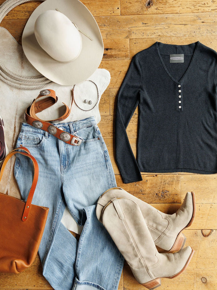 Minden Black Henley Top